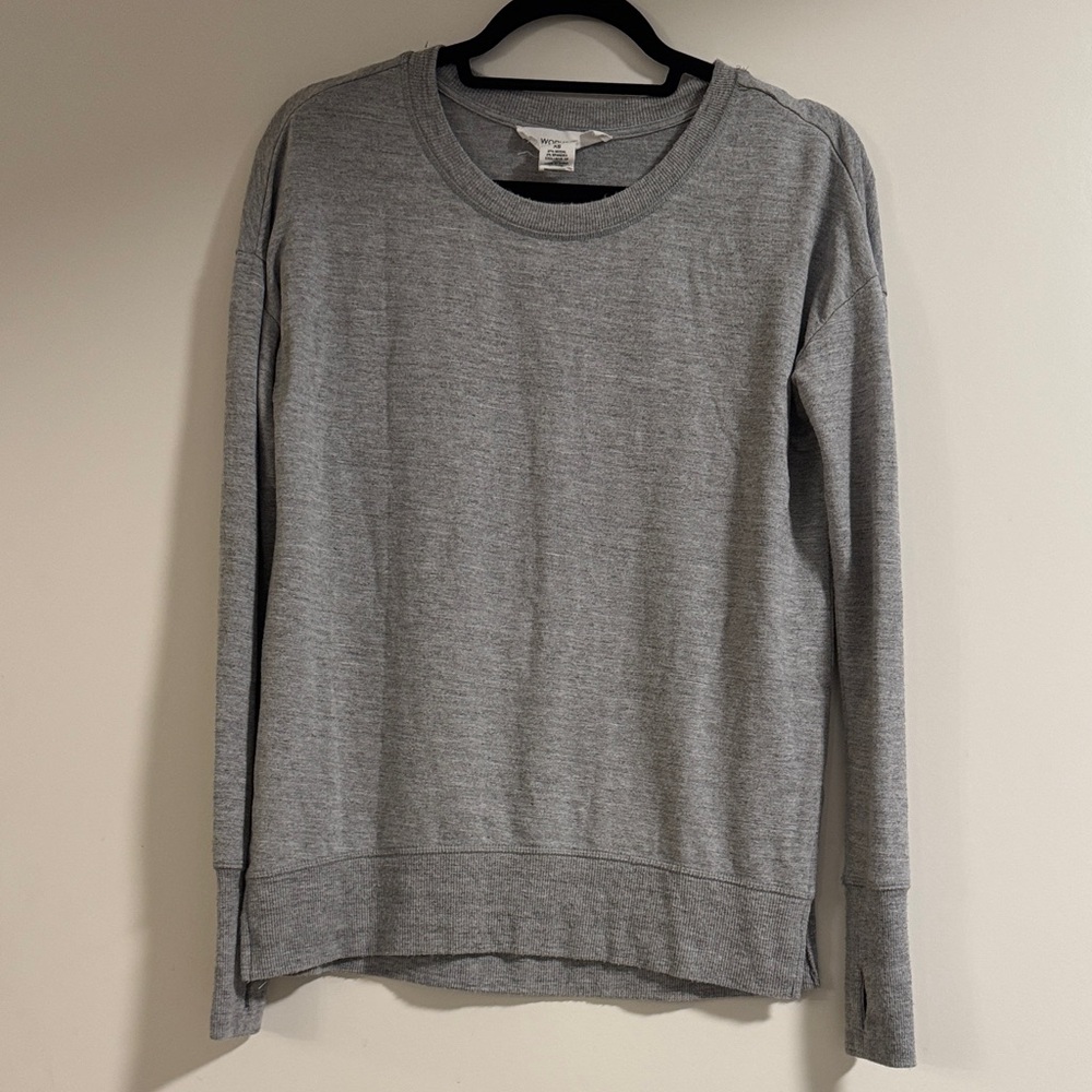 Gray Crewneck Sweatshirt with Thumb Hole